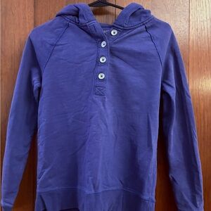 Blue Hooded Sweatshirt with Button Detail